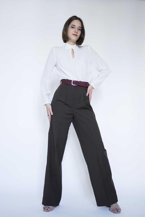 Straight cut trousers with stripes 2